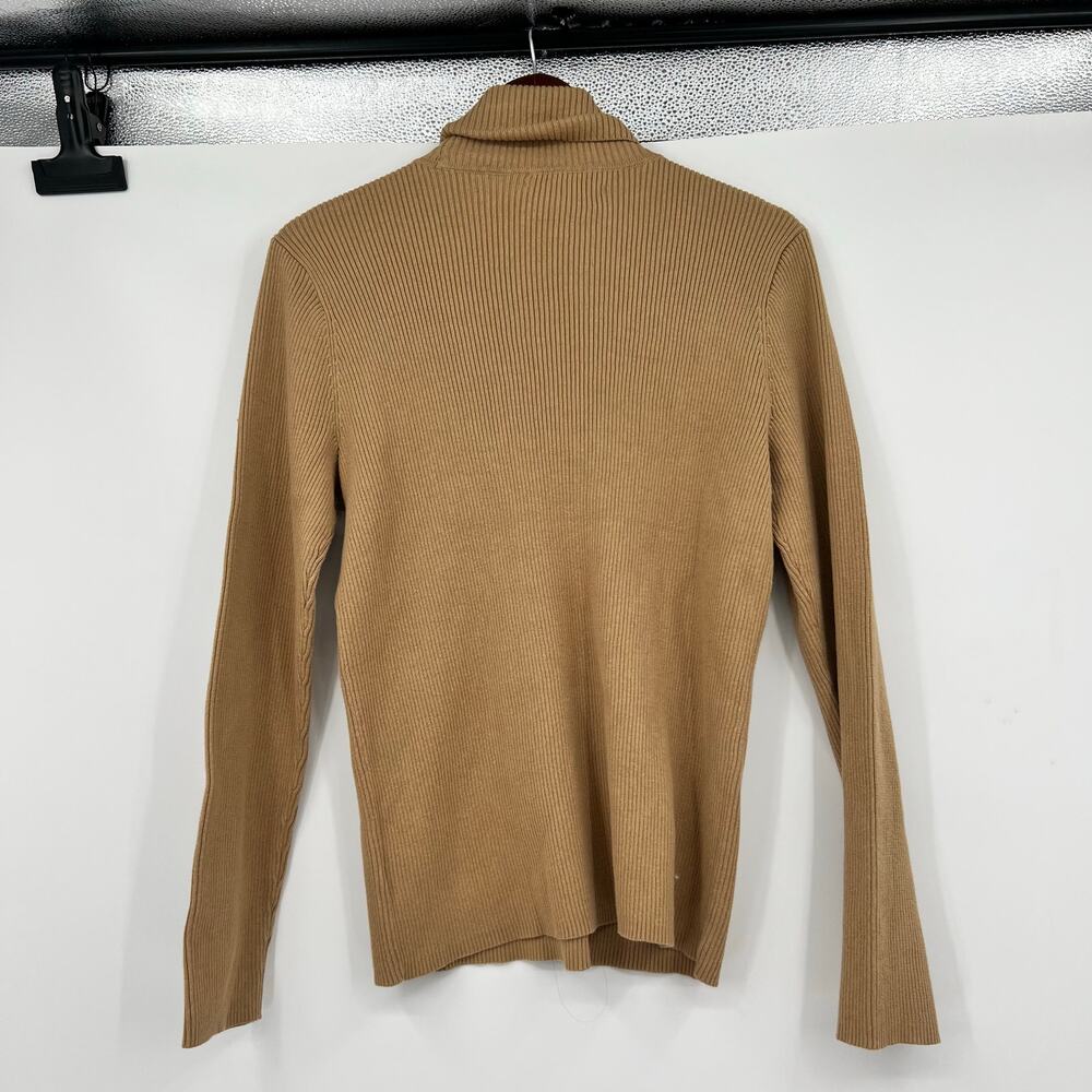 NEW Lauren Ralph Lauren sweater classic long sleeve ribbed camel turtleneck XL - Picture 3 of 9
